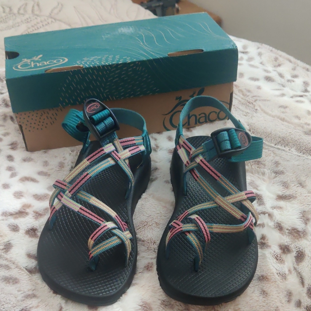 Chaco Women's Strappy Teal and Multicolor Sandals